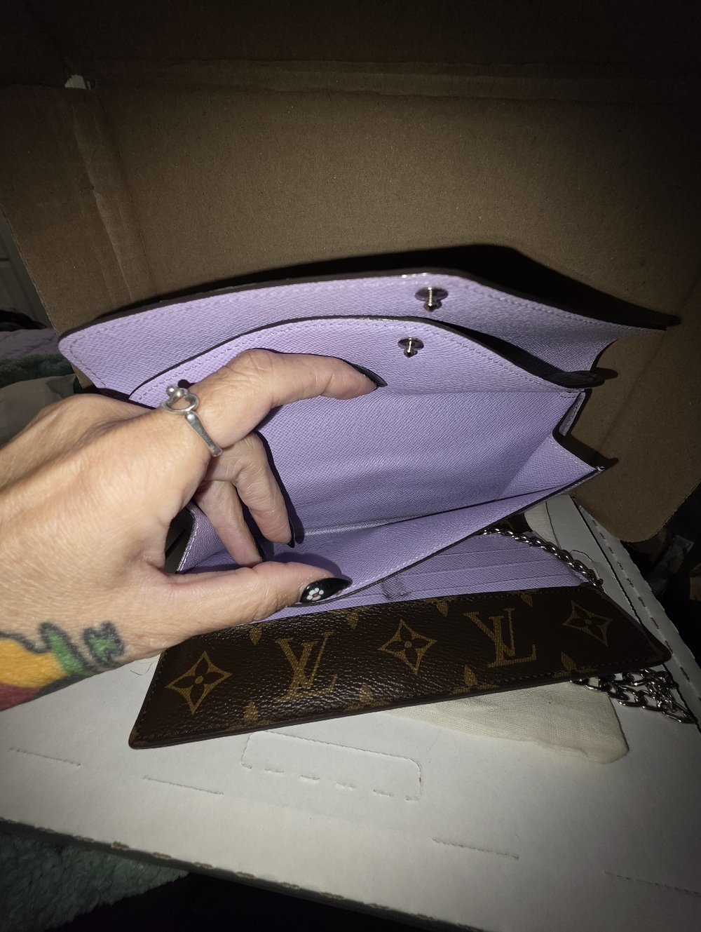 AUTHENTIC Louis Vuitton Lilac Epi Leather & Monogram Canvas MarieLou Long Wallet - Picture 5 of 13